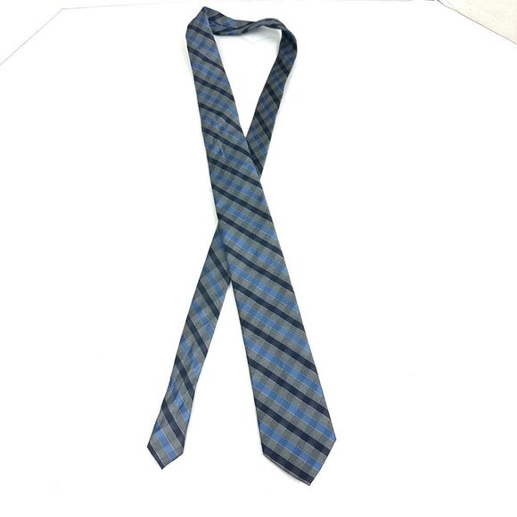Stafford Blue and Gray Plaid Men's Tie / Necktie - Picture 1 of 9